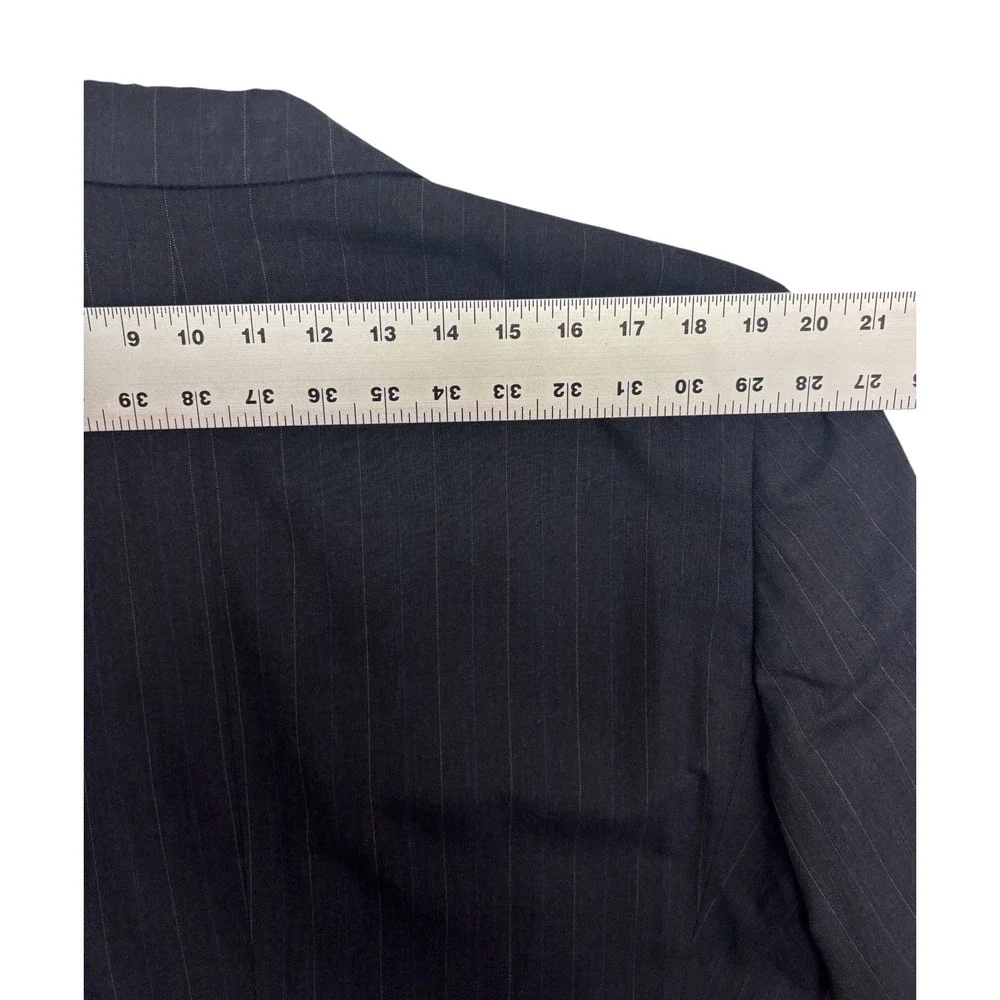 vtg 90s Tom James 46L 37x33 Charcoal Pinstripe 2pc Pant Suit Wool USA Pleated